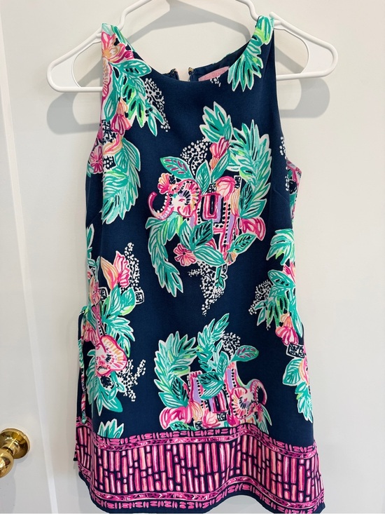 Lilly Pulitzer Pants - Lilly Pulitzer Donna Shift Romper Inky Navy Peanut Gallery Engineered Sz 0